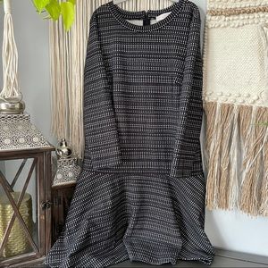 Loft Black and White Quilted Dress